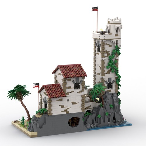 레고 아이디어 호환 바라쿠다 베이 포트 해적선 부두 해안 중세 빌딩 MOC-117472 신제품 창작